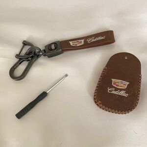 Cadillac leather key fob, with matching ent. Cover